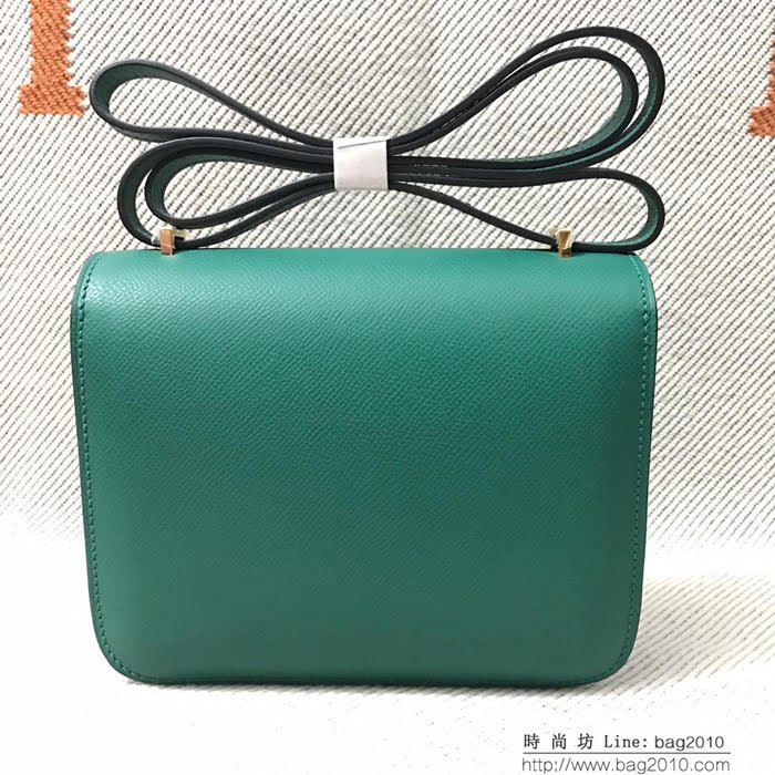 HERMES愛馬仕 H空姐包 進口原廠EP皮 頂級蜜蠟製作 街拍必備單品 墨綠金銀 單肩斜挎包  Ama1556